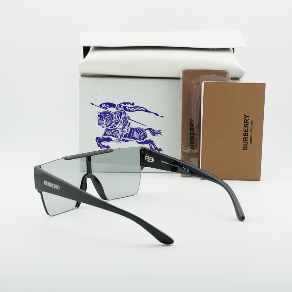Burberry BE4291 3001/69 Shield Sunglasses - Black/Grey Tampo Silver - Picture 11 of 12